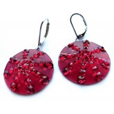 Round Red Dangle Earrings